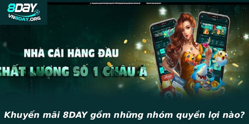 Khuyến mãi 8DAY gồm những nhóm quyền lợi nào?