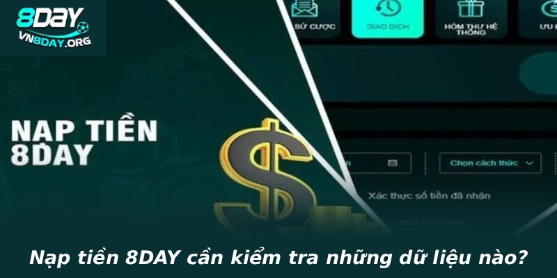 Nạp tiền 8DAY cần kiểm tra những dữ liệu nào?